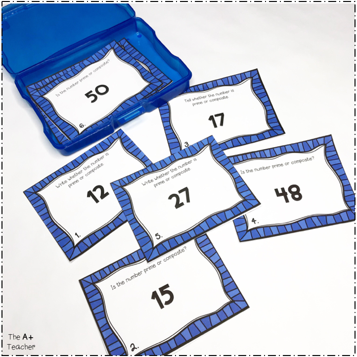 prime and composite numbers task cards