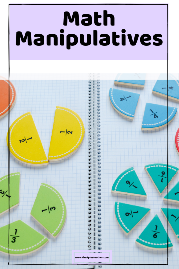 titles says math manipulatives. picture shows fraction blocks