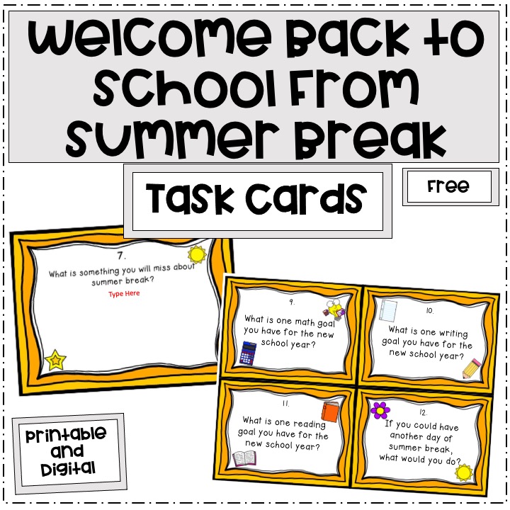 welcome back to school from summer break task cards