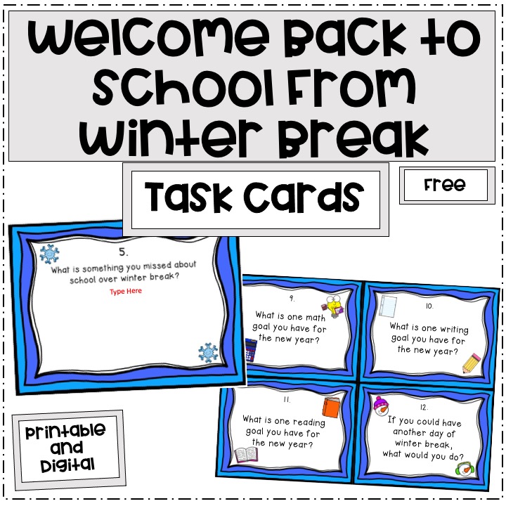welcome back to school from winter break task cards