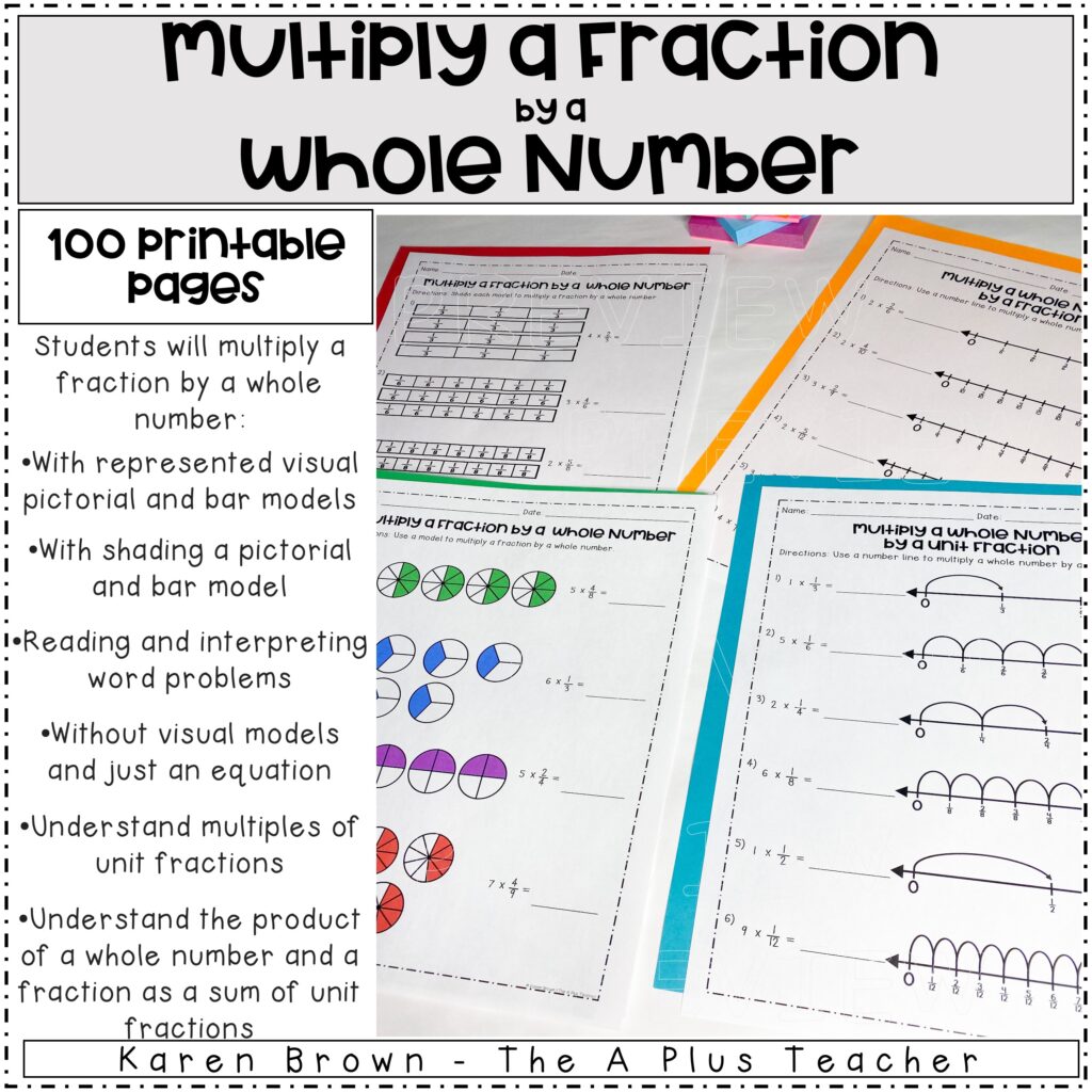 Multiply a fraction by a Whole Number and 100 printable pages