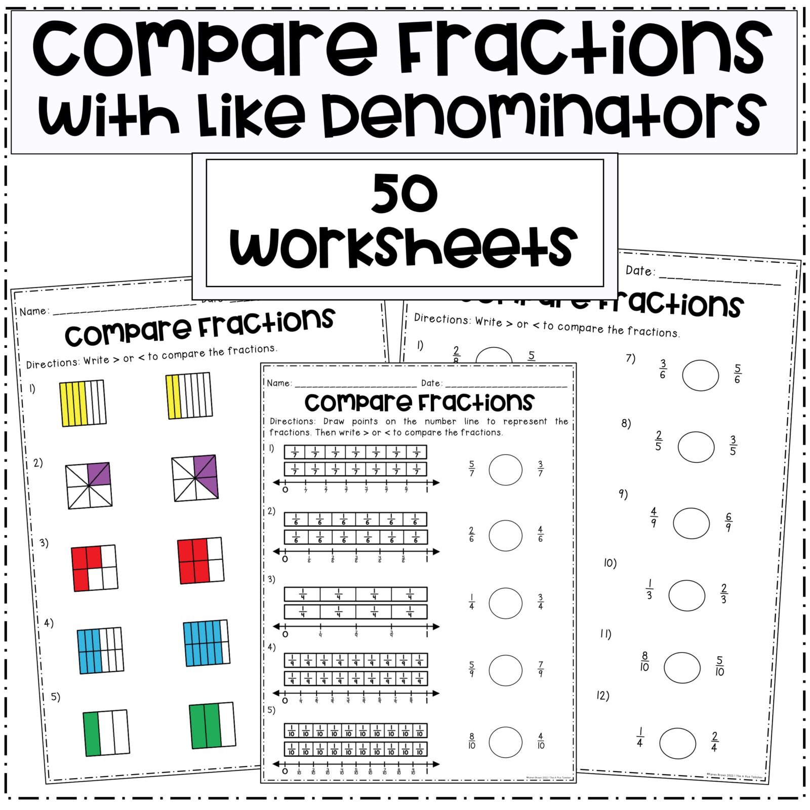 5 Ways to Compare Fractions with Same Denominators – The A Plus Teacher