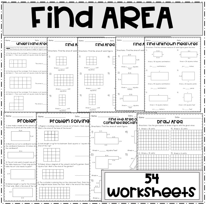 find area 54 worksheets