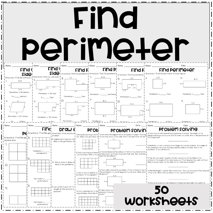 Find perimeter 50 worksheets 